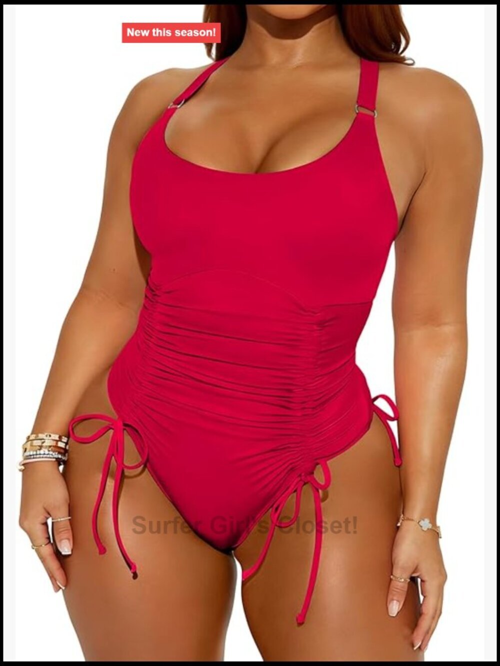 Plus Size One Piece Swimsuit Tummy Control Ruched Criss Cross Back